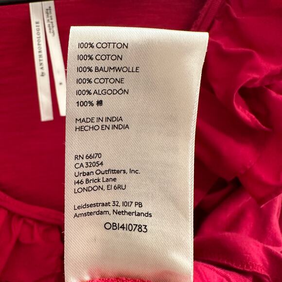 ANTHROPOLOGIE Red Ruffle Blouse Shirt Top –  Small - Picture 8 of 9